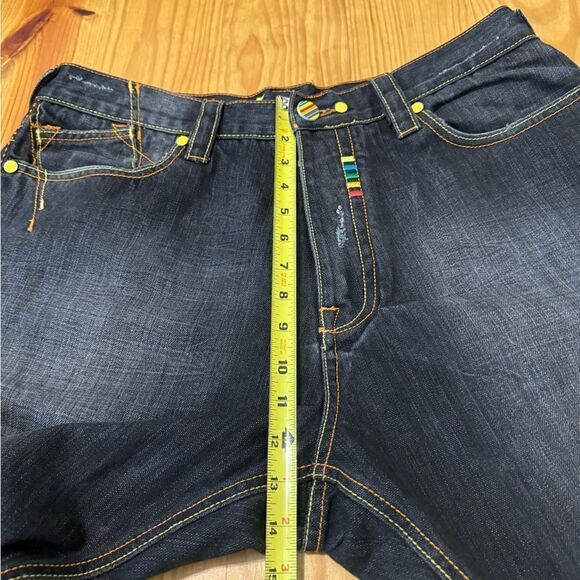 Vintage COOGI Australia Blue Denim Baggy Jeans Rainbow Logo 90s Hip Hop SZ 38X34 - Picture 9 of 14